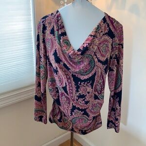 Jones New York Collection Paisley Cowl Neck Top